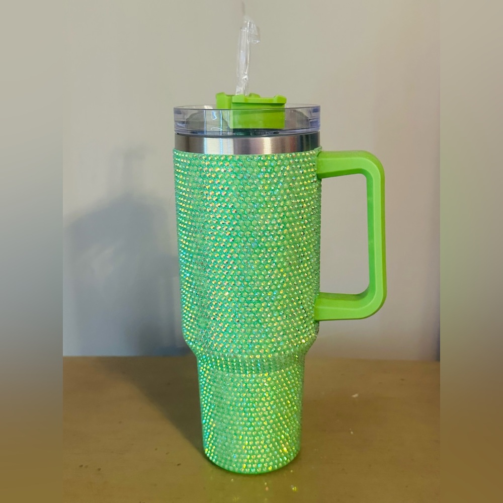 A Classy Chic Boutique Lime Green Rhinestone Tumbler! NWOT